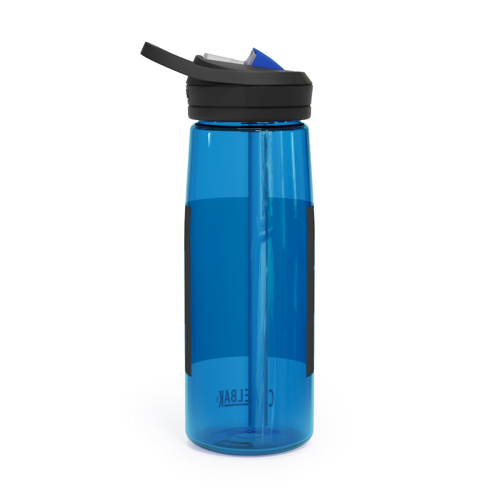 Rocks CamelBak Eddy® Water Bottle in 20oz and 25oz sizes, showcasing its durable Tritan™ material and spill-proof design.